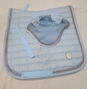 CM baby blue and bling pony dressage pad & bonnet